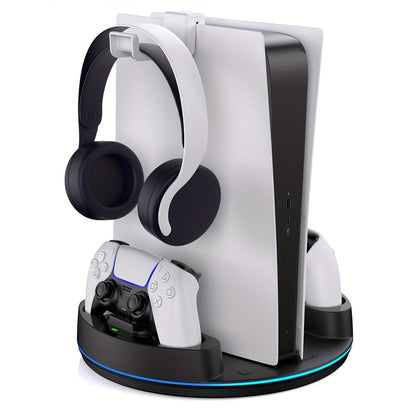 PS5 Charging Station with RGB Light Stand for PS5 Slim PS5 Pro - Fast Dual Controller Charger Compatible with All PlayStation 5 Console Models
