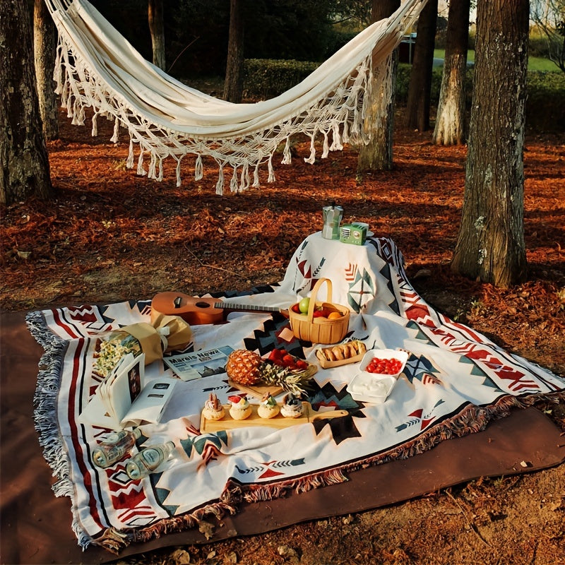 Sucre Pattern Outdoor Blanket in Protected 35.43-Inch Square or 35.4 x 70.9-Inch Rectangular Sizes