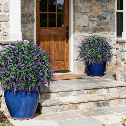 Artificial Floral Topiary Ball with Ground Spike, 22 or 23.6 Inch Height and Single or Two-Piece Style Options