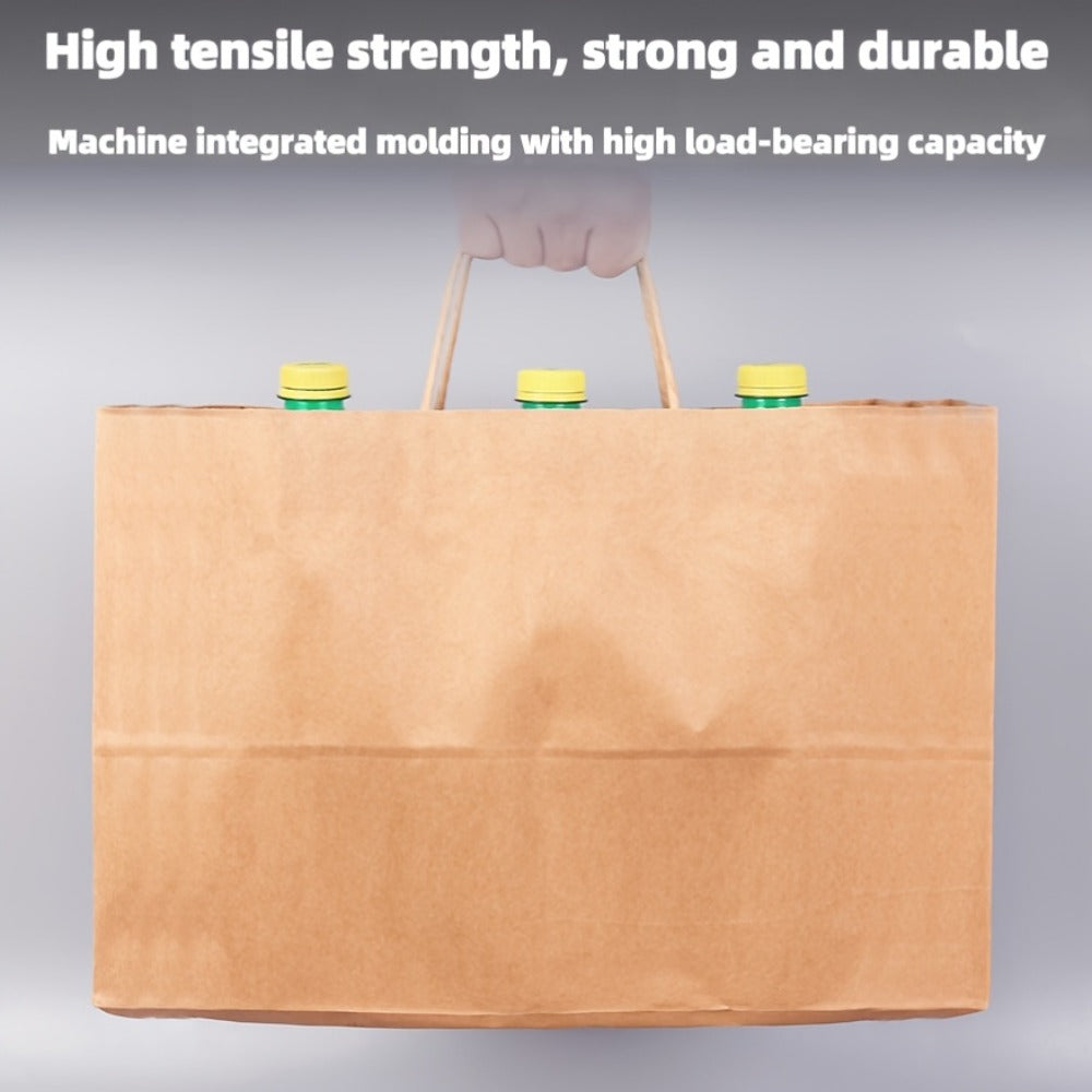 49-Piece Large Paper Shopping Bag Set with Reinforced Handles in White, Brown or Black for Gifts and Retail