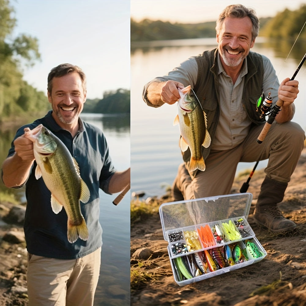 Fishing Lures Kit 66 / 95 / 189 Pcs – Complete Tackle Bait Set for Freshwater & Saltwater Bass Trout Fishing, Includes Spoons Spinners Soft Baits Hooks, Fishing Gear Gift for Men & Beginners