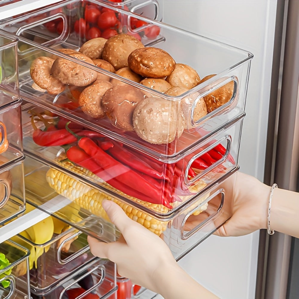 Refrigerator Organizer Bins 6pcs Set - Clear Fridge Storage Bins for Freezer Kitchen Cabinet for Home Cooking, Dining and Outdoor Meals