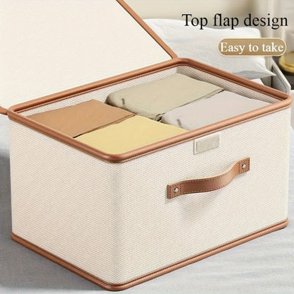 Two-Pack Foldable Storage Bins with Flip-Top Lids, Front Handles and Four Exact Capacity Options