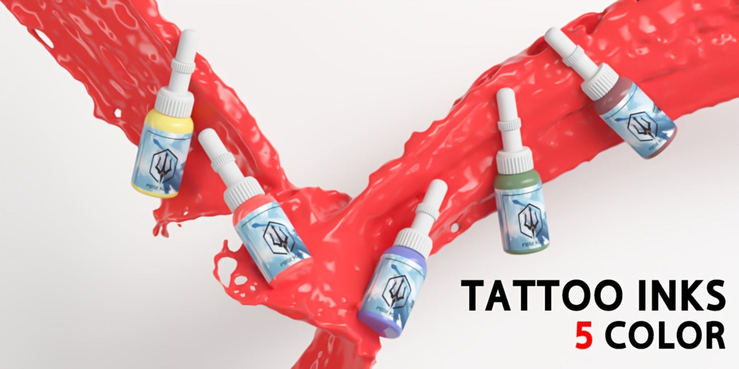 Tattoo Machine Kit POSEIDON BT17-XH Wireless Pen with 1200mAh Battery, LCD, 10 Cartridges and 6 Inks