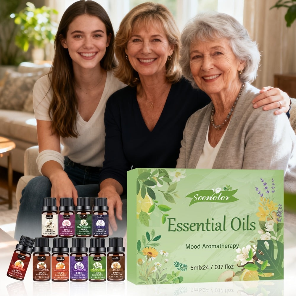 Floral and Fruity Fragrance Oil Gift Set with Choice of 12 or 24 Mini 5ml Bottles for Diffuser Use