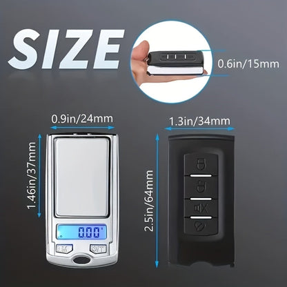 Mini Keychain Pocket Scale with Flip Cover, Blue Backlit Display and 200g/0.01 Checkout Label