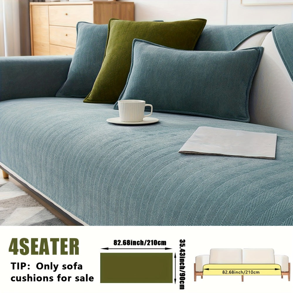 Sofa Cover Ribbed Chenille Stretch Panels with Non-Slip Design for 1 to 4 Seats, Armrests or Cushions