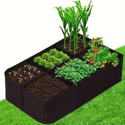 Six-Grid Rectangular Raised Garden Bed Grow Bag with Displayed 48 x 24 x 12-Inch Dimensions