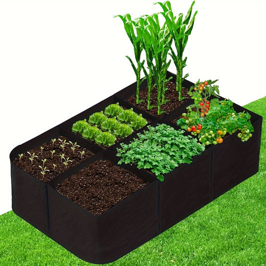 Raised Bed Grow Bag 128 Gallon 6 Grids 48x24x12 Inch | Breathable Fabric Planter for Vegetables Potatoes Flowers | Rectangle Garden Bed Indoor Outdoor