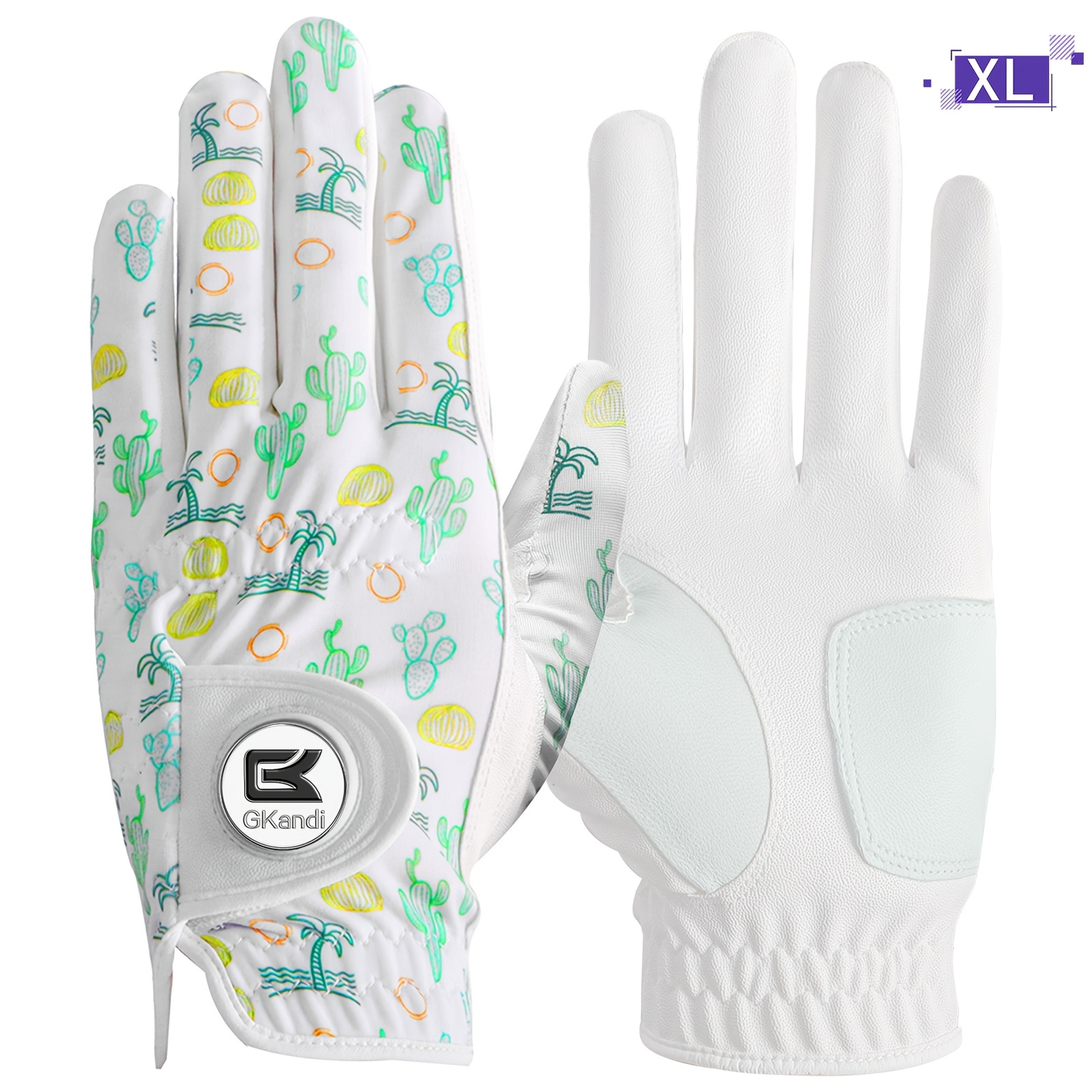 Men's Golf Glove Left Hand with Ball Marker - Breathable All Weather Grip, Hook & Loop Closure, Sizes S M ML L XL, USA Flag, Blue & White, Stylish Polyester Golf Gloves for Men Golfers, Confident Swing Every Round