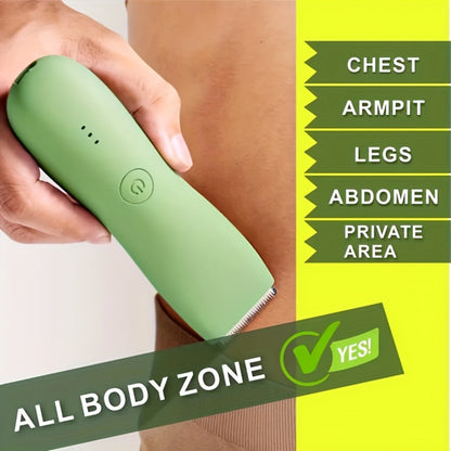 Electric Body Hair Trimmer for Women and Men with Replaceable Ceramic Blades — USB Rechargeable IPX5 Waterproof Pubic Groin Bikini Trimmer Painless Sensitive Skin Hair Shaver