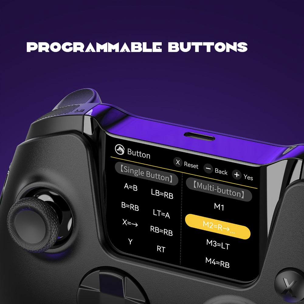 Hall Effect Wireless Gaming Controller V2 Black – Interactive Screen, RGB Lighting, Remappable Buttons, 1800mAh Battery with Charging Dock, No Drift for PC Switch iOS Android Steam Deck – Not Compatible with PS or Xbox