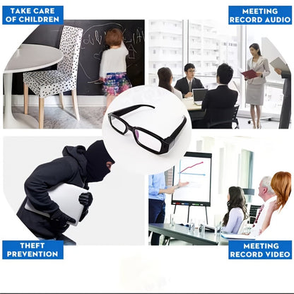 Camera Glasses 1080P HD Spy Hidden Wearable Video Recorder – TF Card 32GB/64GB, No Driver Plug & Play USB, Hands-Free POV Recording for Sports Outdoor Meeting Travel | Unique Tech Gift for Men
