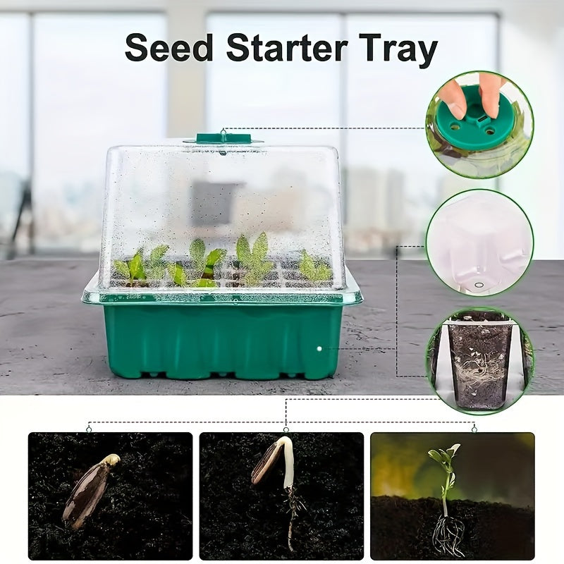 Seed Starter Kit with Grow Light LED, Indoor Mini Greenhouse Germination for Garden, Patio and Yard Use