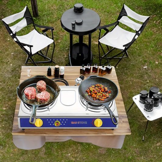 Tabletop Propane Stove VIVICREATE 4000 BTU | Portable Outdoor Cooking Stove with 4/2/1 Adjustable Settings | Stainless Steel | For Camping, BBQ, Patio, Picnic & RV Use