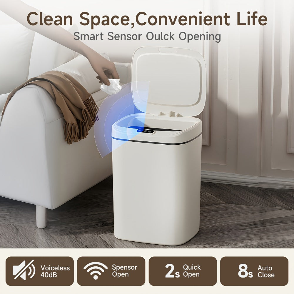 Motion Sensor Trash Can Touchless – Smart Hands-Free Trash Bin with Sealing Lid & Odor-Blocking Technology, Trash Bag Fixing Ring, Easy Clean Durable Design for Kitchen, Office & Bathroom
