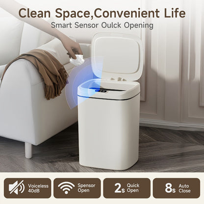 Motion Sensor Trash Can Touchless – Smart Hands-Free Trash Bin with Sealing Lid & Odor-Blocking Technology, Trash Bag Fixing Ring, Easy Clean Durable Design for Kitchen, Office & Bathroom