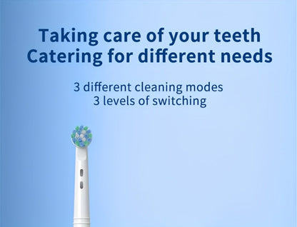Electric Toothbrush with Eight Round Brush Heads, Three Modes, Induction Charging, IPX7 Rating and Travel Case