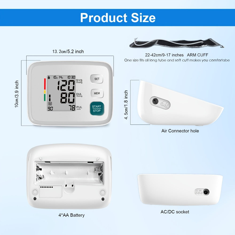 Blood Pressure Monitor by ALPHAMED U80E, Upper-Arm Digital Device with Large Display and 2 x 90 Memory