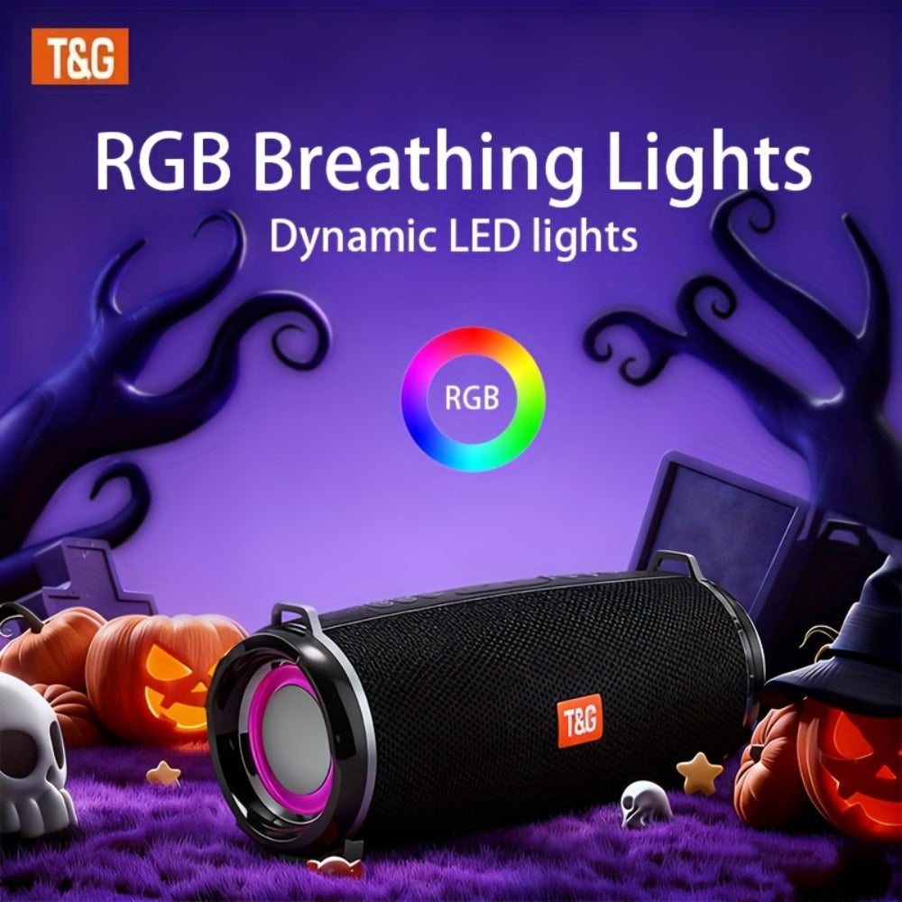 TG192 IPX4 Waterproof Portable Bluetooth Speaker Outdoor 2400mAh Rechargeable Wireless Speaker Color-Changing LED Breathing Light for Camping Picnic Party School Sports Family