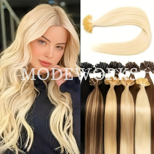 Remy Human Hair U Tip Keratin Extensions Straight Seamless Invisible Nail Tip Bond 50 Strands 12 14 16 18 20 Inch Natural Black Jet Black Blonde Brown Multi Color Women