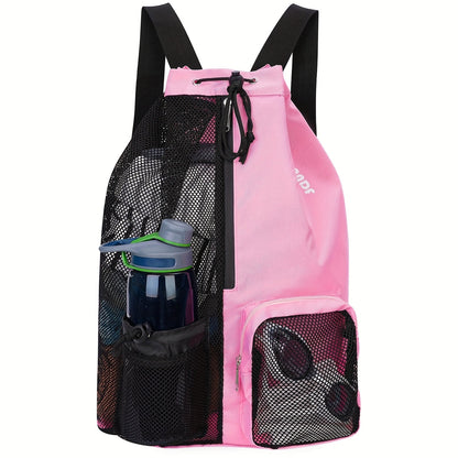 Mesh Drawstring Swim Bag – Quick-Dry Sports Backpack with Wet Pocket for Swimming, Gym & Beach, Lightweight Travel Bag for Women & Men, Adjustable Drawstring, 8 Colors