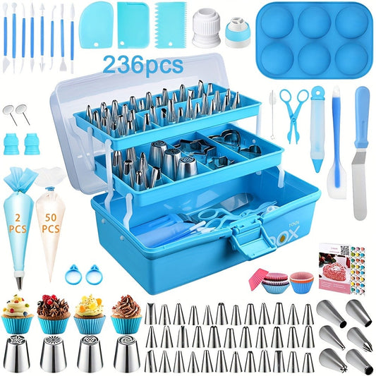 386 Pcs Cake Decorating Baking Set with Piping Nozzles & Frosting Tips – Complete Beginner Baking Tool Kit with Floral Nozzles, Pastry Tips & Decorating Tools