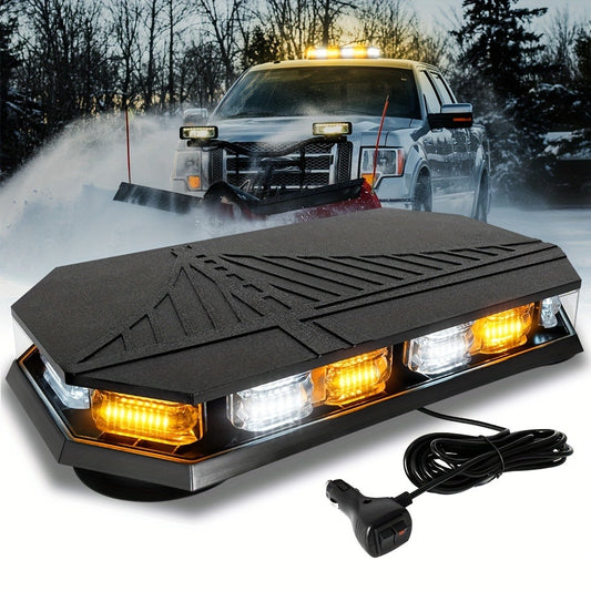126 LED Roof Strobe Beacon Light Bar IP67 Waterproof Emergency Hazard Flashing Warning Light 12-24V for Construction Vehicles Tow Trucks Snowplow Postal Cars, Amber & Amber/White