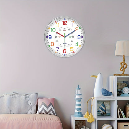 Silent Wall Clock for Classroom & Home | 8/10/12 Inch Color-Coded Educational Teaching Clock, Non-Ticking Japanese Quartz Movement