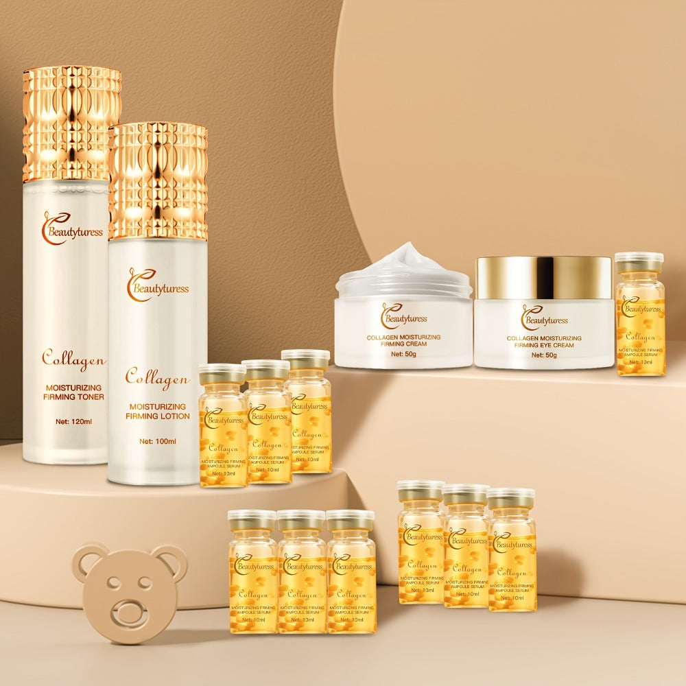 Skincare Set with Beautyluress Label, 14 Collagen Hyaluronic Acid and Niacinamide Product Pieces