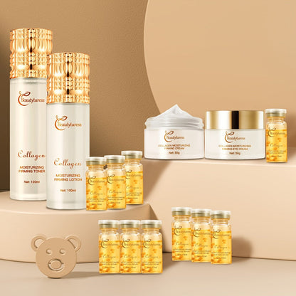 Skincare Set with Beautyluress Label, 14 Collagen Hyaluronic Acid and Niacinamide Product Pieces