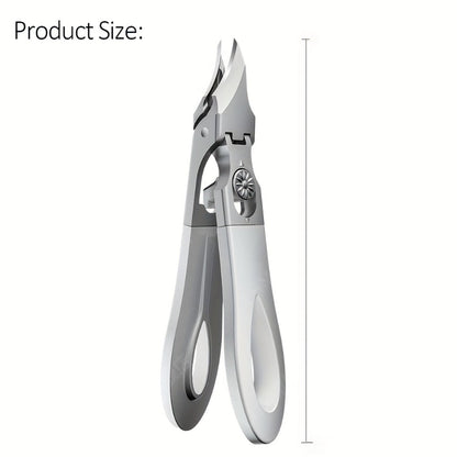 LIAM Wide-Jaw Nail Clipper in Bright Silver with 45-Degree Offset Cutting Edge and Stainless-Steel-Labeled Body
