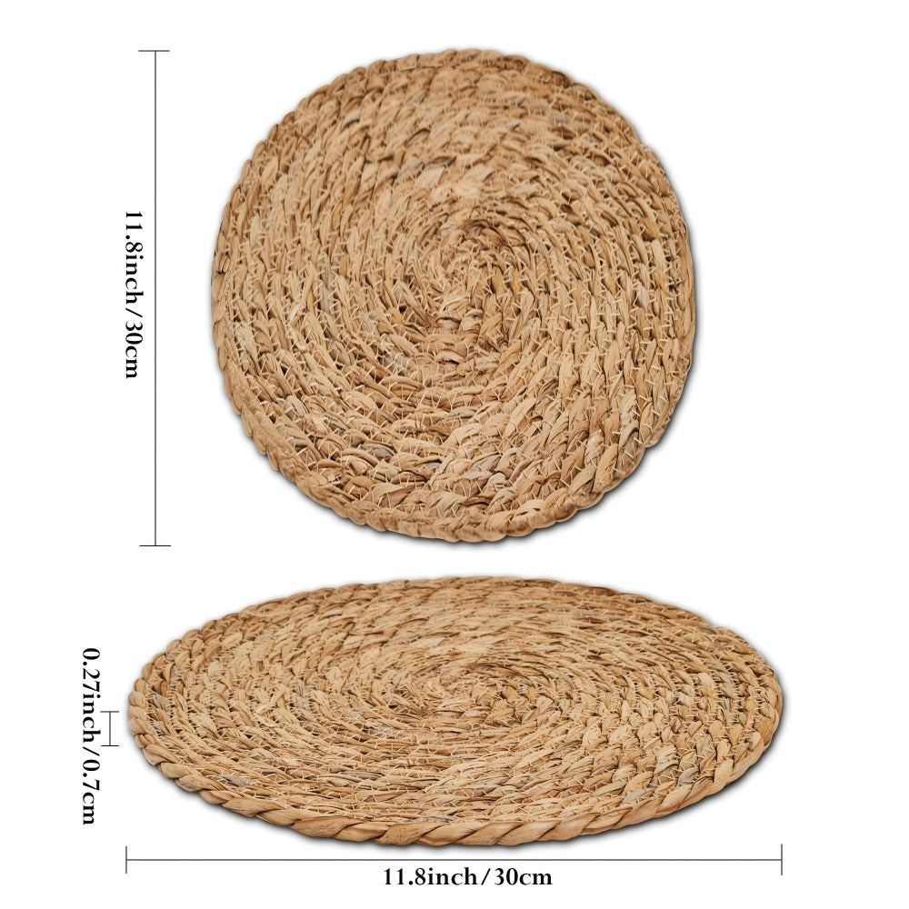 Woven Round Placemats in 10- or 30-Piece Sets with Matching Holders and 12-Inch Natural Look
