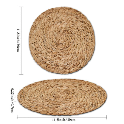 Woven Round Placemats in 10- or 30-Piece Sets with Matching Holders and 12-Inch Natural Look