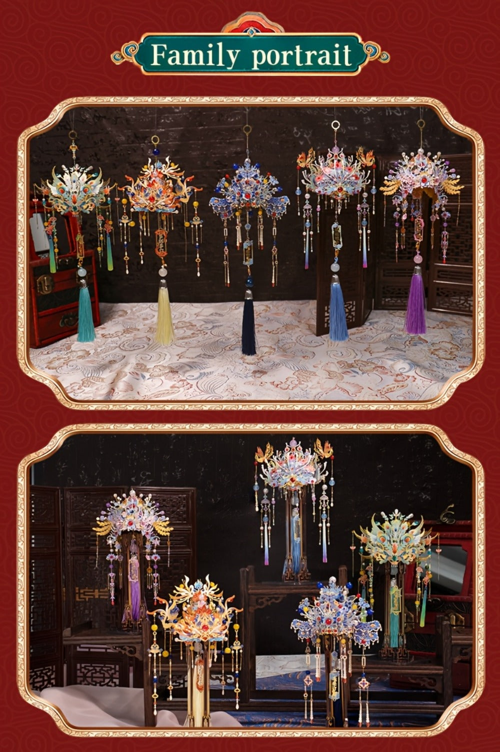 3D Metal Phoenix Crown Model Kit with Qingluan Ornament or Wutong Tree Display Bracket Checkout Options