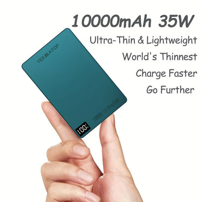 10000mAh Thin Magnetic Power Bank with 35W USB-C and 30W USB-A Port Markings in Four Colors