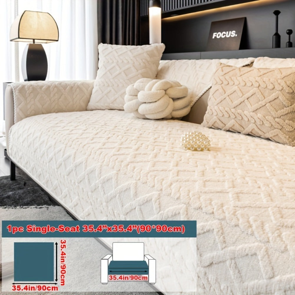 Sofa Cover Plush-Texture Modular Panels for Single to 4 Seats, Backrest, Armrest or Throw Pillow