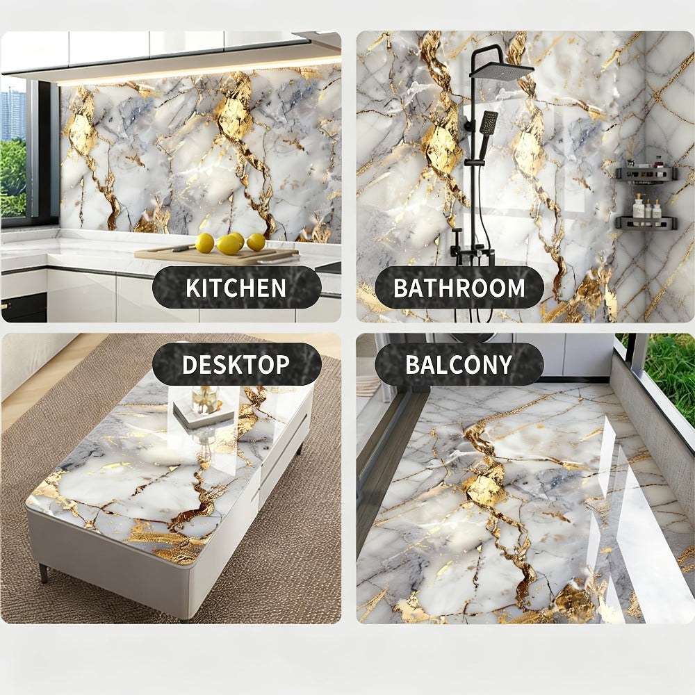 Marble Gold-Vein Wall Tile Sticker Set with 30 cm Panels, Four Colors and 50- or 100-Piece Packs