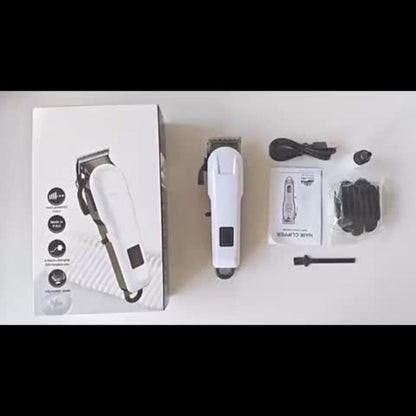 Professional Hair Clipper Kit 9-in-1 Trimmer for Haircut Bald Head Shaving LCD Display USB Fast Charge Long Battery Stainless Steel Blade 4 Guide Combs for Home Barbershop