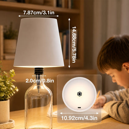 Rechargeable LED Bottle Lamp Table Lamp, 3 Color Temperatures, Touch Control Dimmable Bedside Light for Bedroom Dining Room Bar Desk – Modern Minimalist Design