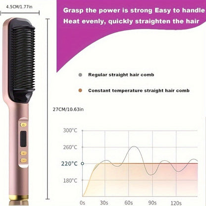 2-in-1 Wet and Dry Hair Straightener Curler Portable Flat Iron Fast Heat Adjustable Temperature Frizz-Free Styling Tool for Home Travel Women Gift Champagne