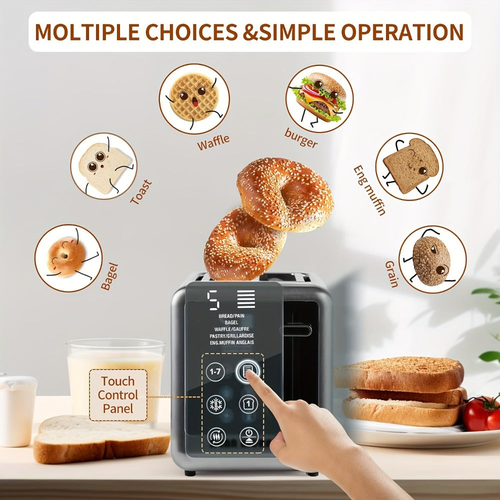 Touch-Screen Two-Slice Toaster with Seven Browning Levels, Five Modes and Stainless-Tone Housing