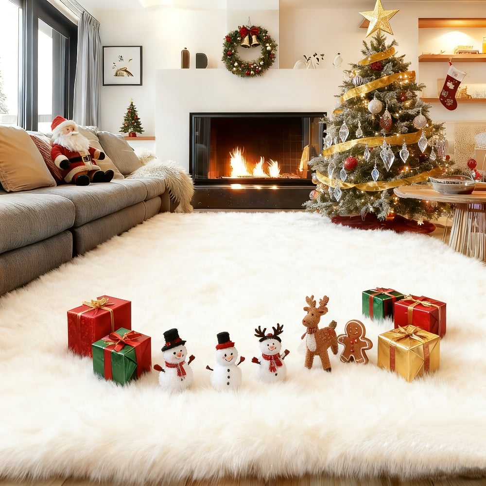 Area Rug 8x10 Fluffy Shag with 1.8-Inch Plush Pile and Nine Colors for Bedroom or Living Room