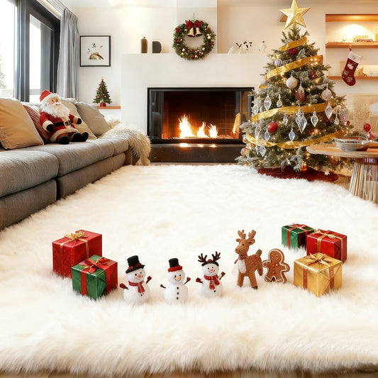 Area Rug 8x10 Fluffy Shag with 1.8-Inch Plush Pile and Nine Colors for Bedroom or Living Room