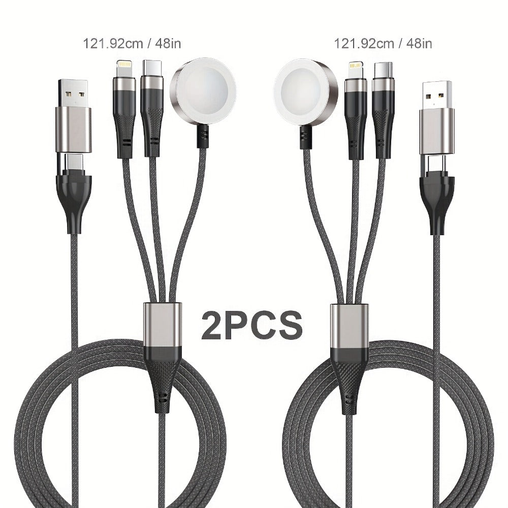 Two-Piece Braided Charging Cable Set with Dual USB-A/USB-C Input and 2-Foot plus 4-Foot Lengths