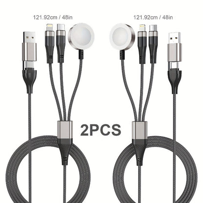 Two-Piece Braided Charging Cable Set with Dual USB-A/USB-C Input and 2-Foot plus 4-Foot Lengths