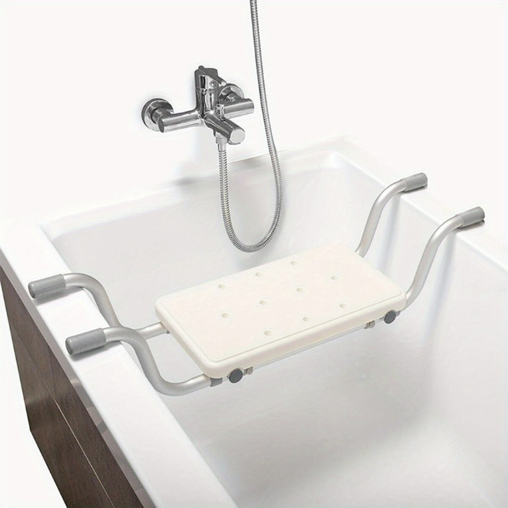 Bath Seat Adjustable Aluminum Shower Chair – Suspended Bathtub Stool with Anti-Slip Handles, 300 lbs Capacity | Lightweight Retractable Bath Board for Elderly, Disabled & Injured, 3 Length Settings