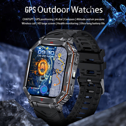 GPS Outdoor Smartwatch All-Metal Body, IPX8 Waterproof, Built-in GPS, Altimeter Barometer & Compass, LED Flashlight, Bluetooth Calling & Message Alerts, Silicone or Steel Strap – Rugged Adventure Watch for Men