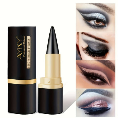 Compact Matte-Look Black Cone-Tip Eyeliner Set with Three Twist-Up Sticks in Black and Gold Cases