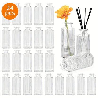 Mini Bud Vases Set - Modern Striped Clear Glass Flower Vases for Wedding Centerpieces, Birthday Party, Anniversary, Home Table Decor, Multiple Sizes 12/24/36 Pcs